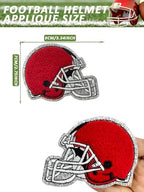 6pcs Football Iron on Patches, Helmet Chenille Patches for Clothes Repair, Embroidered Sticker Fabric Patches for Hat Backpack Jeans Jacket Gameday Decorative Applique(Red)