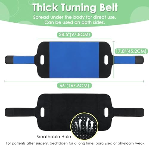 Patient Turning Device Transfer Belts For Lifting Seniors Medical Sling For Bedridden Elderly To Change Diaper Mobility Daily Living Assis Aids Nursing Sling With Handles For Bed Positioning (Blue)