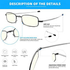 Reading Glasses Blue Light UV Blocking, Compact Foldable Spring Hinge Readers with Soft Nose Pad for Men Women 2 Pack Black/Gunmetal +1.5