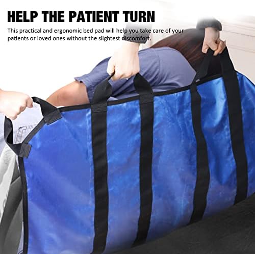 Patient Transfer Sheet with 8 Handles, 43" x 36" Repositioning & Turning Pad for Bedridden Patients – Heavy-Duty 1680D Nylon, Double-Stitched Lift Sheet for Elderly, Disabled, Home & Hospital Care