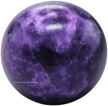 Amazing Gemstone Lepidolite Crystal Ball with Stand - 1.5" Inches Crystal Sphere Meditation Balls for Witchcraft and Decorative Balls