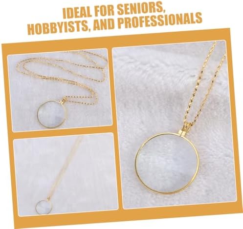 Healeved 2pcs Magnification Pendant Necklace Portable Zinc Alloy Glass Magnifier for Reading Crafting and Daily Tasks Wearable Magnifying Necklace for Jewelry and Details