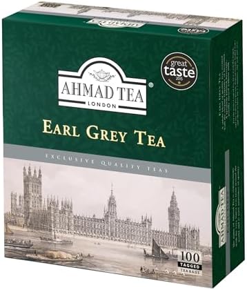 Ahmad Tea Earl Grey Tea, Tagged Teabags without envelopes, 100 Count