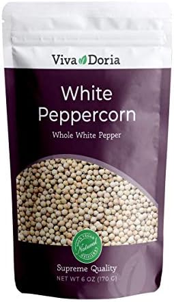 Viva Doria White Peppercorn, Whole White Pepper, 6 Oz For Grinder Refill