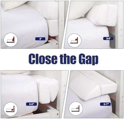 HOMBYS Wedge Pillow Headboard for Bed Gap,Foldable Bed Wedge Gap Filler Queen Size,Matterss Gap Filler,Multi Functional Bed Crack Pillow, Fill The Gap (0-7") Between Your Headboard and Mattress,White