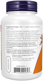 NOW Foods Supplements, Choline & Inositol 500 mg, Healthy Nerve Transmission*, Nervous System Health*, 100 Capsules