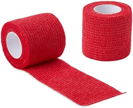 Sensi Wrap Grip Cover Sports Self Bandage Rolls 2-inch x 5-Yards 24pcs (Red)