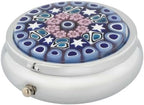 Glass Of Venice Murano Millefiori Pill Box - Silver Round