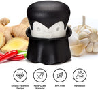 OTOTO Gracula Garlic Crusher, Garlic Mincer, Also for Ginger, Nuts, Chili, Herbs - Twist Top Mincer & Easy Squeeze Manual Press Peeler, Goth Gifts