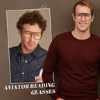 Oversized Aviator Reading Glasses Men with Blue Light Blocking, 3 Pack Retro Reading Glasses Computer Readers Men