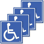 (4 Pack) Disabled Wheelchair Sign Stickers, Disability Sign, Handicap Sign Sticker, Vinyl Sticker Decal, 5.5 x 5.5" inch. Blue and White Sticker Decals
