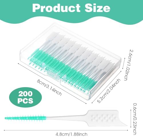 200 Pcs Silicone Flossing Picks, Soft Cleaning Teeth Gaps Sticks Disposable Floss Brush Picks for Teeth Suitable for Children Adults Old Cleaning Tooth Health (Green)