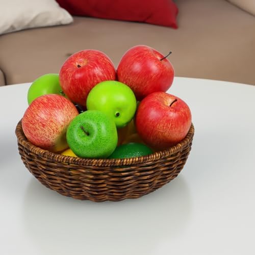Fruit Baskets Bowl for Kitchen Counter, Round Bread Woven Wicker Basket, Candy Bowl Dish for Fruits, Breads, Vegetables,Snacks, Food (Small)