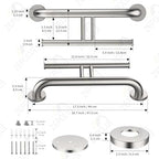 Brushed Nickel Handicap Grab Bar w/Toilet Paper Roll Holder, Zepolu 2-in-1 Safety Assist Bar Balanced Support Handle 17 Inch, Stainless Steel Wall Mounted Bathroom Toilet Grab Bar for Senior Elderly