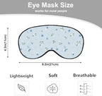 Floral Silk Eye Mask Sleep Mask Blooming Plant Pattern Light Blue White Flower Eye Mask with Adjustable Strap Lightweight for Women Work Travel Night Sleep
