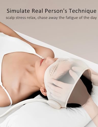 Head Massager, Scalp and Eye Massager with Heat, Head Massager Scalp Stress Relax, Migraine Caps for Women, Excedrin Tension Headache Massager for Forehead and Temple (Beige)