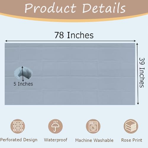 Ouliget Massage Table Sheets with Hole,Wipeable Soft Spa Bed Cover,Rose Printing Massage Tables Rest Cover for Spa Beauty Salon Hotels,39 x 78 Inches (Grey 2)
