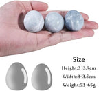 Polished Blue Celestite Crystal Egg with Wooden Stand, 30-39 mm Natural Celestite Stone Egg Figurine for Meditation Home Decoration