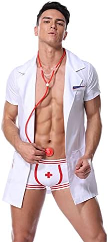 Mens Sexy Lingerie Set Role Play Nurse Doctor Fun Uniform Night Club Costume Outfit