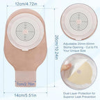 One Piece Colostomy Bags, 10 PCS Drainable Pouches with Clamp Closure, Ostomy Supplies for Ileostomy Urostomy Stoma Care, Cut to Fit Max 20-60mm Non-Woven Lining