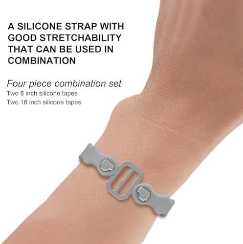 Modular Straps, Safety Strap Set to Secure Splits, 70 pound load, 8" and 16" lengths, Flexible Multi-Tool, Wearable Gadget for Outdoor Adventure, Survival, Camping, Travel (4-Pack) (Gray)