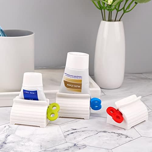 15 Pieces Rolling Tube Toothpaste Squeezer Toothpaste Seat Holder Stand Rotate Toothpaste Dispenser for Bathroom (3 Color)