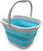 SAMMART 10L (2.6 Gallon) Collapsible Rectangular Handy Bucket (2, Grey/Bright Blue)