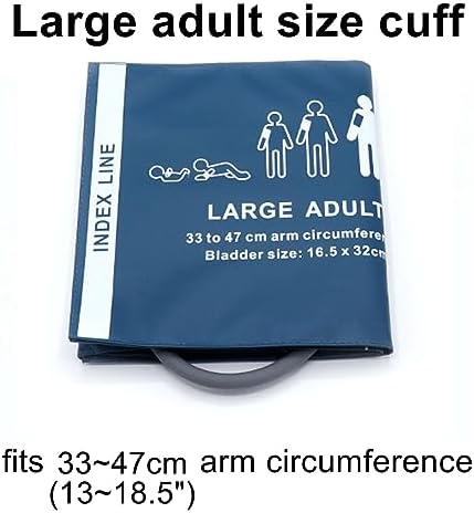 Universal NIBP Cuff with BP12 Connector for Large Adult, 33-47 cm Reusable Single Tube PU Replacement BP Cuff with Inner Airbag for Blood Pressure Monitor Machine