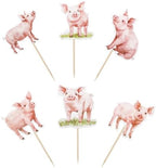36 PCS Pig Cupcake Toppers Double Sided Pet Pig Cupcake Picks Farm Pig Oink Cupcake Decorations for Farm Animals Piggy Theme Baby Shower Kids Boys Girls Birthday Party Cake Decorations Supplies Pink