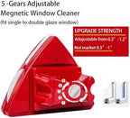 Fcare Outside Magnetic Window Cleaner, Double-Sided Brush Glass Wiper Cleaning Tools, Adjustable Magnetic Glider for High-Rise Double Glazed Thick Windows Thickness 0.3"-1.2" (red)