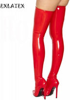 EXLATEX Women's Latex Rubber Thigh High Long Stockings