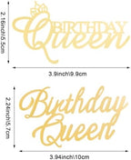 4 Pack Happy Queen Acrylic Cake Toppers - Side Mirror Cupcake Decorations for Birthday Parties, Reusable, DIY Cake Decor Cake Tools Birthday Party Supplies