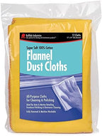 Buffalo Industries (60235) 13" x 24" 100% Cotton Fully Hemmed Yellow Flannel Dust Cloths, Pack of 12, Won't Scratch Fine surfaces, Great for Automotive, Polishing, Cleaning, Machine Washable