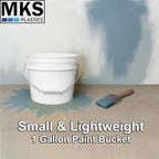 MKS Plastics 1-Gallon Bucket with Airtight Lid – Made in USA, Food Grade BPA Free Plastic, Heavy Duty Multi-Use, Metal Handle with Grip, Stackable Storage – White, 2 Pack