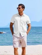 COOFANDY Men's Casual Button Down Shirts Short Sleeve Textured Summer Beach Shirts