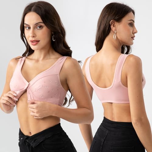 Daisy Bras for Older Women Comfort Soft Breathable Bra Wireless Front Closure Bras