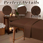 Oudain 4 Sets 3 Piece Soft Microfiber Massage Table Sheets Set Bulk Includes Massage Flat Sheet and Fitted Sheet and Face Rest Cover(Chocolate)