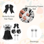 Girls Cheerleading Costume Classic Kids Cheerleader Uniform 5PCS Cheer Outfit Halloween Cosplay
