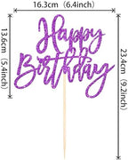ZHUOWEISM 1 PCS Happy Birthday Cake Topper Glitter Happy Birthday Cake Pick for Celebrating Happy Birthday Anniversary Theme Party Cake Decorations Supplies Purple