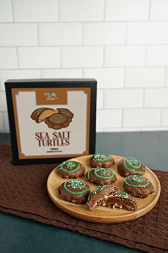 Green Jay Gourmet Sea Salt Chocolate Turtles - Sweet Milk Chocolate Covered Pecans & Caramel Delights - Premium Birthday, Valentine's Day, Holiday, Christmas Candy Gifts - Handmade in the USA, 7oz Box