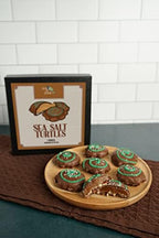 Green Jay Gourmet Sea Salt Chocolate Turtles - Sweet Milk Chocolate Covered Pecans & Caramel Delights - Premium Birthday, Valentine's Day, Holiday, Christmas Candy Gifts - Handmade in the USA, 7oz Box