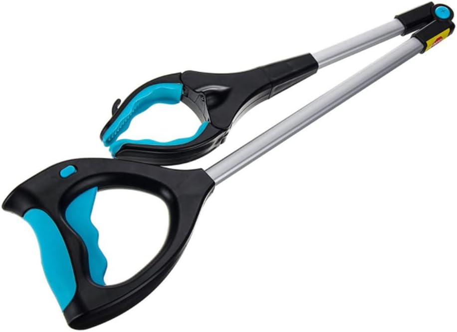 Folding Pick Up Tool, 32" Long Arm Litter Picker, Lightweight Disabled and Elderly Reaching Assist Tool, Comfortable Grip Handle and Built-in Light