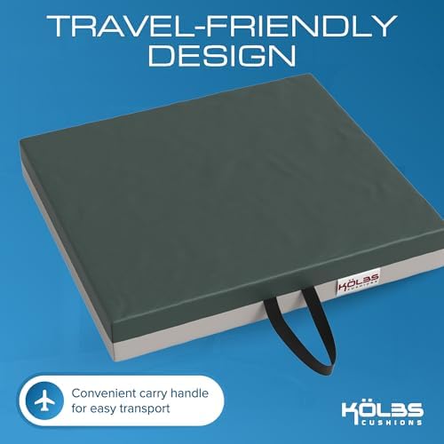 Kölbs Gel Extreme Wheelchair Seat Cushion, Coccyx, Sciatica & Tailbone Pain Relief, Ideal for Office, Kitchen Wheelchairs and Auto, 16 x 16 Inch Seat, 3 Inch Thick