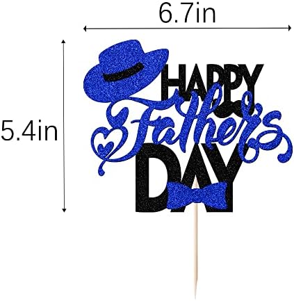 Happy Father's Day Cake Topper,Father's Day Glitter Birthday Cake Decoration Dad Party Supplies,for Best Dad Ever Birthday Theme Party Decor (Black and blue)