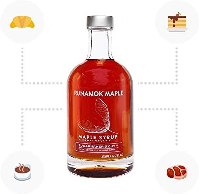 Runamok Maple Syrup Organic Sugarmaker's Cut - Grade A Vermont Maple Syrup, Amber Color, Rich Taste | Pure Maple Syrup & 100% Natural | Classic Breakfast & Pancake Syrup | 25.36 Fl Oz (750mL)