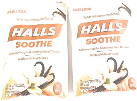 Halls Soar Throats Cough, Honey Vanilla, 30 Drops (Pack of 2)