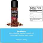 Papa Palermo Smoked Chili Pepper Sea Salt Seasoning with Grinder, Kosher, All Natural, No Additives, 7.2oz
