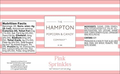 Pink Sprinkles Jimmies 3.17 oz, Sprinkles For Cake Decorating, Cake Sprinkles, Sprinkles For Baking, Ice Cream & More, The Hampton Candy Company