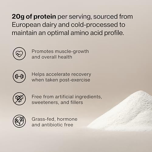 Momentous Essential Grass-Fed Whey Protein Powder - 20 g Whey Isolate Protein - NSF Certified for Sport - Gluten-Free - 25 Servings for Essential Everyday Use - Vanilla - Package May Vary