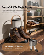 SOTHING Boot Dryer, Portable Shoe Dryer for Sneakers, Ozone Deodorizer, Retractable Hoses, 95W Rapid Drying, 3 Heat Levels, LED Touch Panel, 1–9H Timer, for Work Boots, Soccer Cleats, Gloves